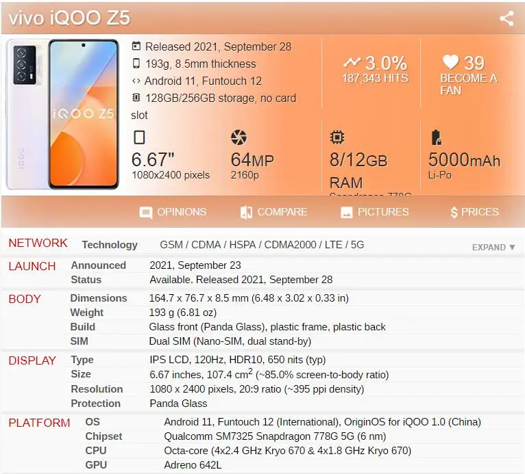 Pantalla LCD de 6,67 pulgadas para Vivo IQOO Z5 5G, reemplazo de montaje de pantalla t&aacute;ctil-1