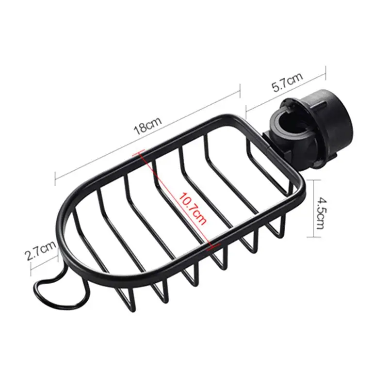 

Bathroom Shelf Black Shower Storage Basket Adjustable Faucet Drainage Shelf Kitchen Sundries Storage Rack
