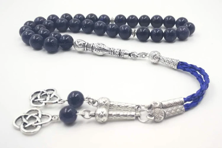 Синий Песчаник tasbih мужской молитвенный бисер gfit для ИД 33 66 99 Paryer бисер мусульманский misbaha роскошный мужской браслет