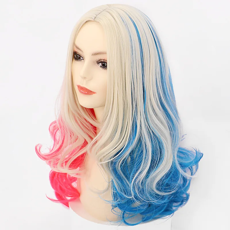 

Movie Suicide Costumes Squad Quinn Cosplay Wig Harley Hair Women Kids Girls Halloween Carnival Party Dress Up Props