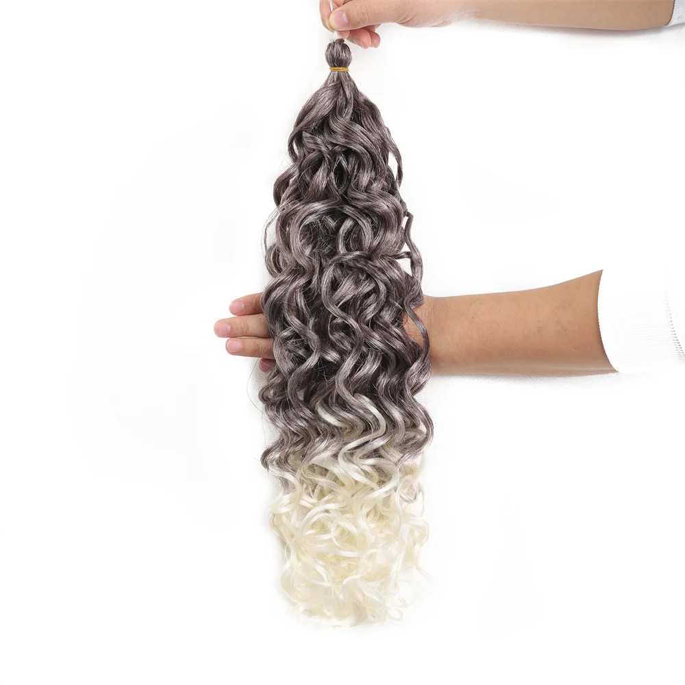 

Water Wave Crochet Hair 20 Inch Deep Wave Twist Hair Synthetic Goddess Braids Hair Wavy Ombre Blonde Hair Extension Dropshipping
