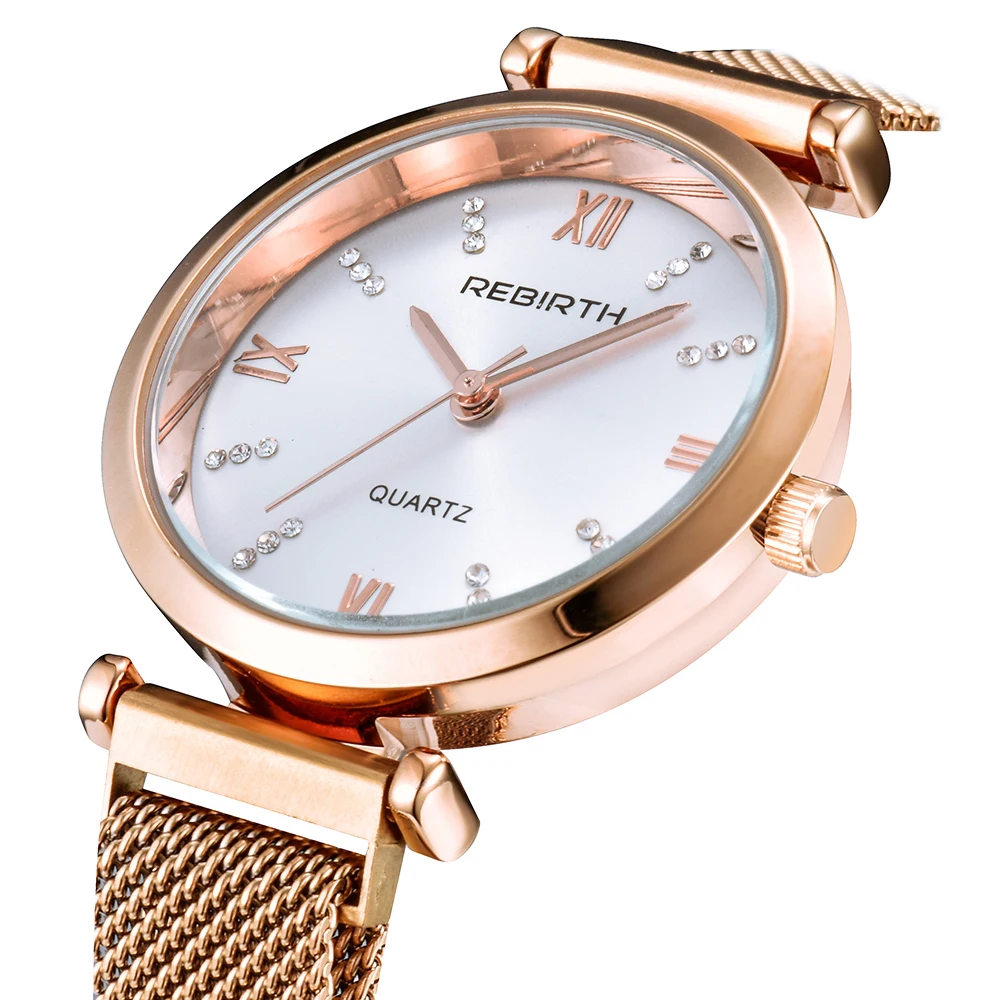 Роскошные женские часы браслет Творческий Магнитного Кварцевые из розового