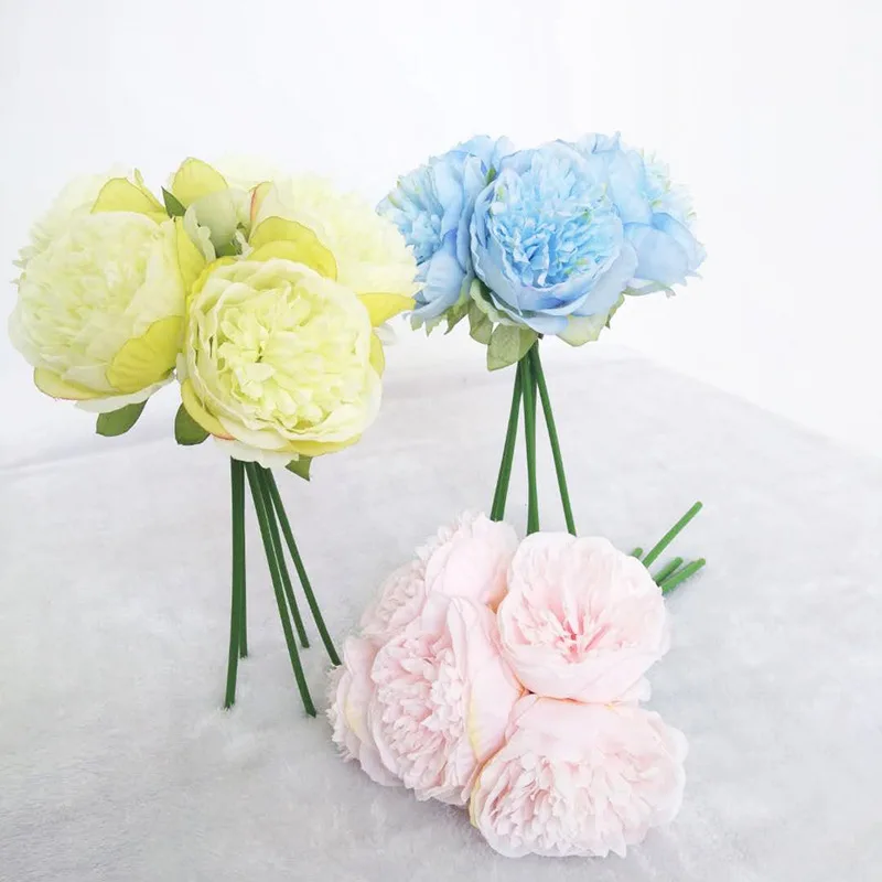 5 Кабесас/искусственный peonía seda ramo simulación falso Рамо boda dama de honor Гортензия DIY fiesta decoración
