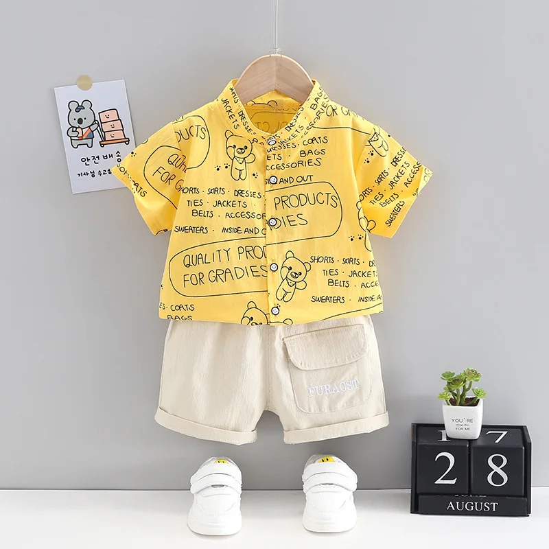 

2021 для маленьких девочек Летняя футболка с короткими рукавами комплект одежды для детей ясельного возраста, детей, мальчиков с буквенным пр...