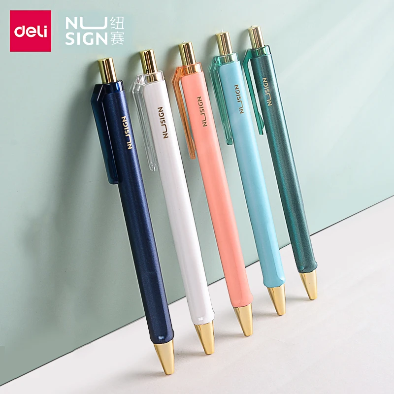 

Deli Nusign 5Color/lot 0.5MM Gel Pen Set Colors Push School Pens Pучка Black Ink Quick Dry Caneta Office Stationery Supplies
