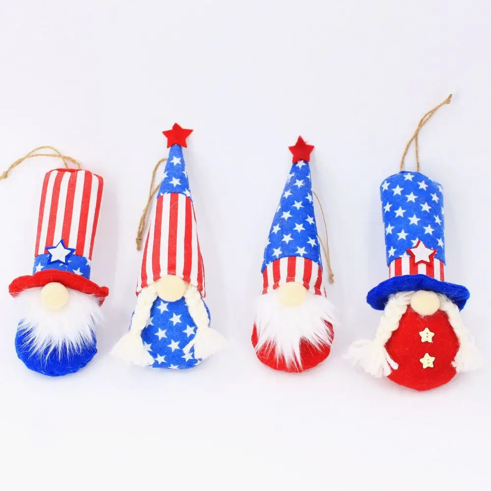 

4PCS Five-pointed Star National Day Faceless Dolls Christmas Tree Decorations for Home Memorial Doll Kids Gift Home Ornaments