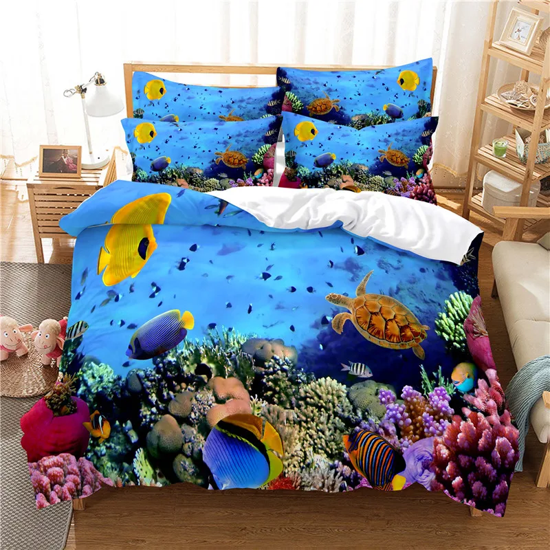 Комплект постельного белья с 3d принтом Набор принадлежностей водного мира
