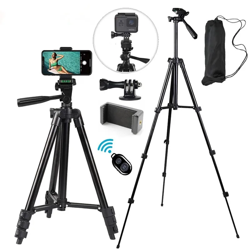 

Phone Tripod Stand Portable Telescopic Universal Photography For Gopro Samsung Xiaomi Huawei Phone Aluminum Travel Tripode Par