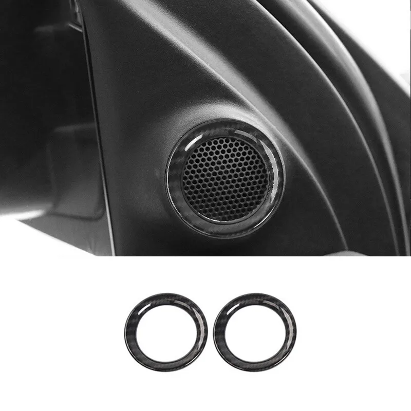 

For dodge durango 2017 2018 2019 Accessories ABS carbon front door windows A-pillar Speaker Sound Horn ring frame Cover Trim