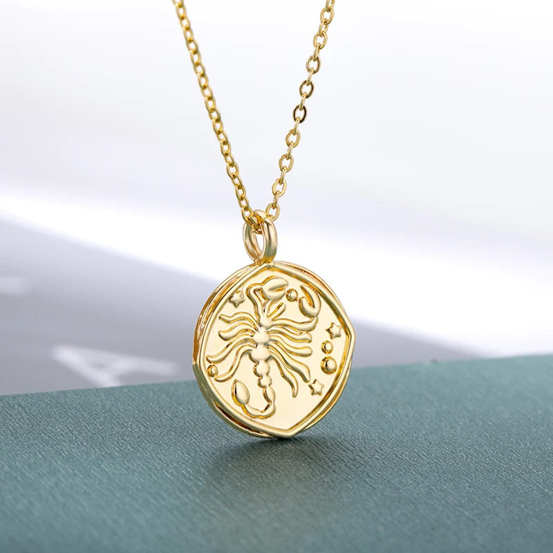 Зодиакальное ожерелье для женщин Золотой зодиакальный медальон