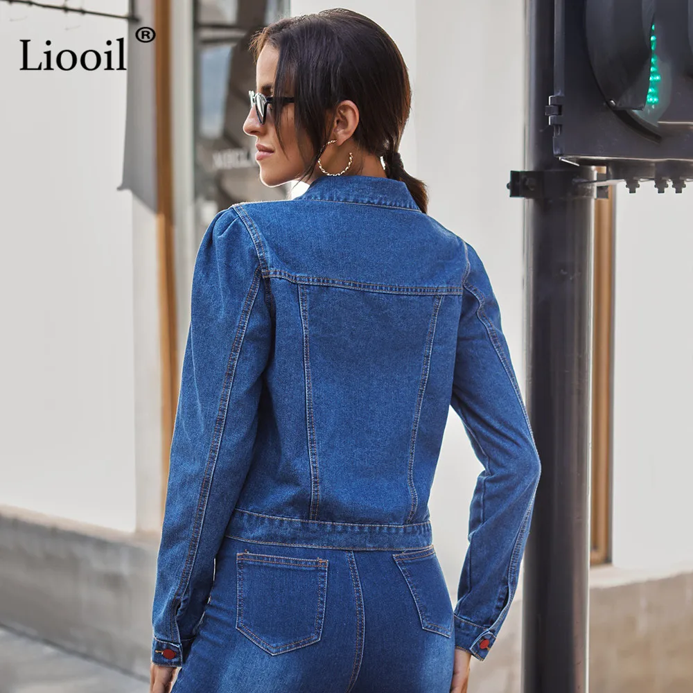 

Casual Denim Coat And Jacket Woman 2020 Button Up Long Sleeve Turn-Down Collar With Pockets Female Autumn Winter Blue Outwears
