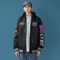 mens jacket lightweight single breasted appliques fall bomber jacket thin embroidery windbreaker fashion uniform casual coat