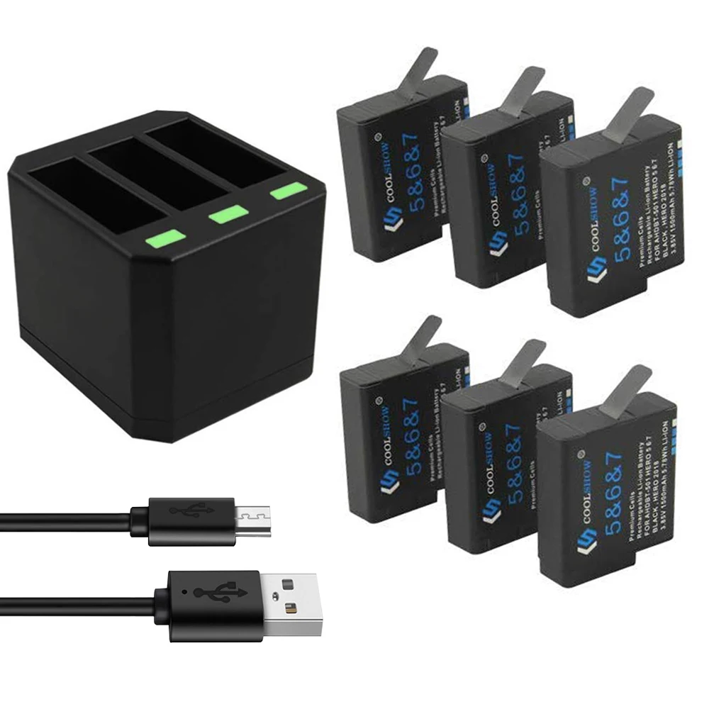 AHDBT-501 Аккумулятор для камеры GoPro Hero 5 Gopro 6 7 AHDBT 501 1500 mAh/AHDBT501 USB зарядное устройство для Go Pro 7 6 5 Hero5 аксессуары - Цвет: Combination 1