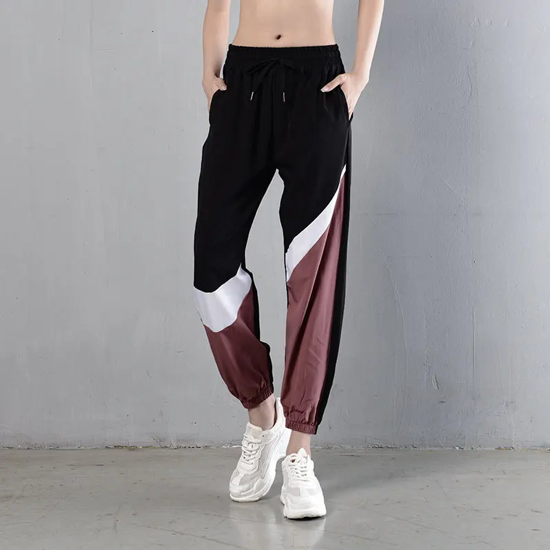

Color Matching Women Sports Running Pants Gym Loose Quick Dry Workout Clothes Women's Fitness Harem Trousers