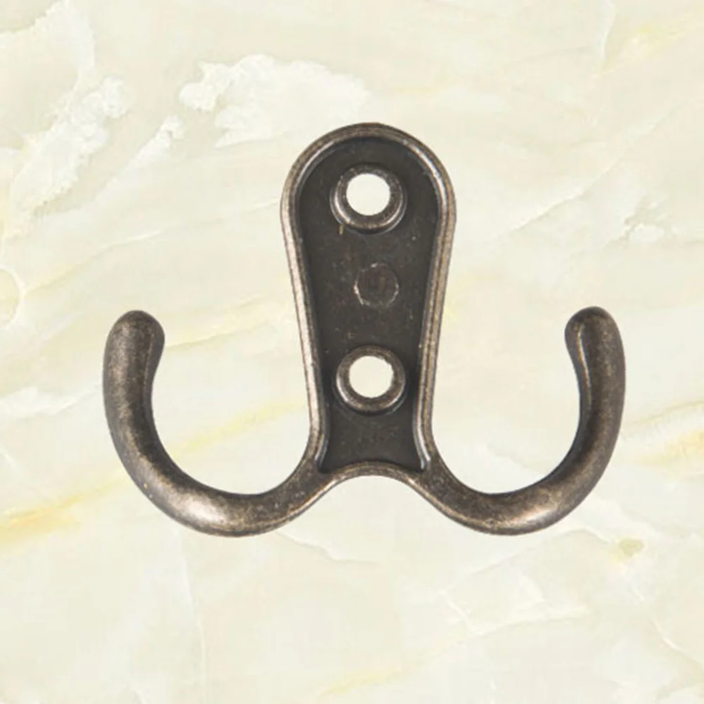 

10pcs 2-Pronged Coat Hooks Wall-mounted 2 Hole Towel Hanger for Coats Hats Clothing(Black)