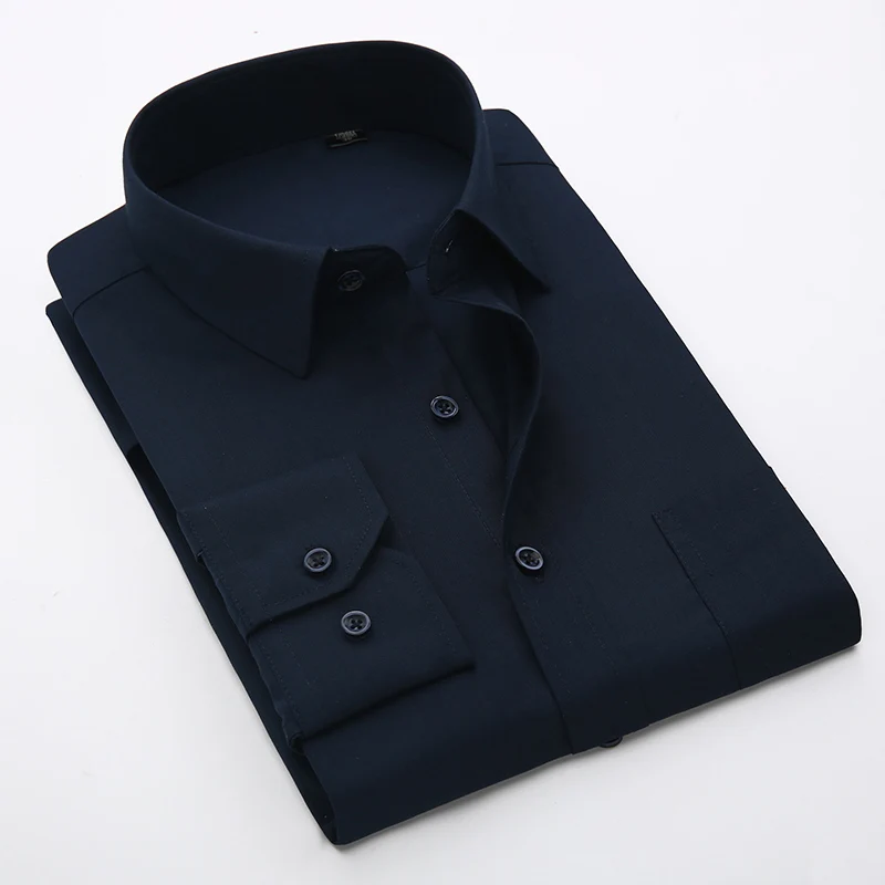 

Plus Size 5XL 6XL 7XL 8XL Social Business Easy-care Dress Men Shirt Casual Soft Comfortable Pure Color Yellow Purple Red