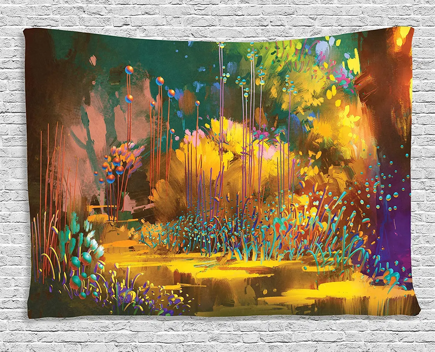 Сказочный художественный гобелен лес с психоделическими особенностями эффекты