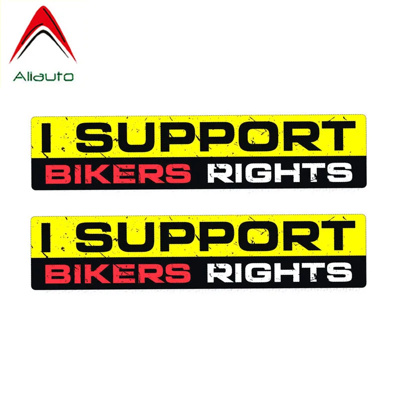 

Забавные автомобильные наклейки Aliauto, 2 шт., «I Support Bikers», «Правый кузов», аксессуары, ПВХ наклейка для Hyundai Solaris, Skoda Octavia A5,15 см * 3 см