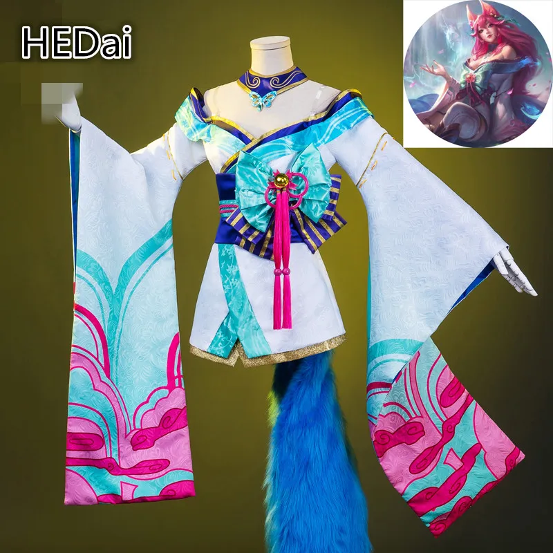

LOL Девять Лис Ahri Дух цветок женский костюм для косплея платье кимоно