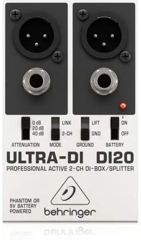 

Behringer Ultra-DI DI20 Профессиональный активный 2-канальный DI-Box сплиттер