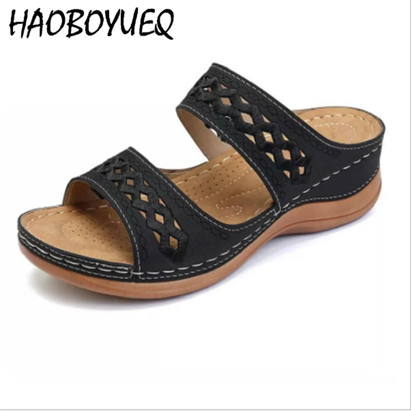 

Women Wedges Sandals Platform Casual Soft Roman Shoes Slippers Wedge Comfortable Outdoor Sandal Beach Flip Flops zapatos planos