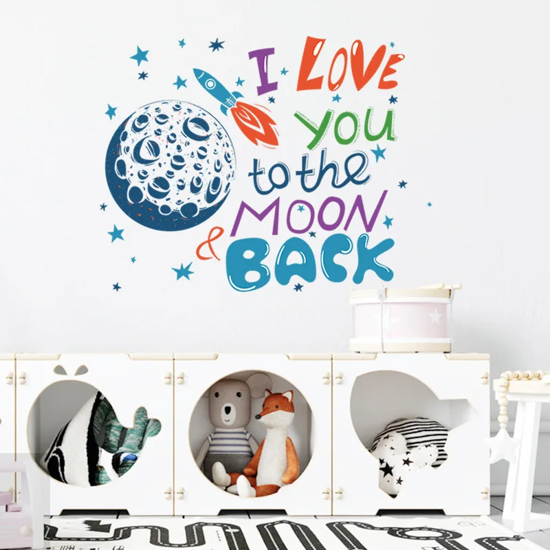 

Tofok letter I LOVE YOU TO THE MOON BACK Wall Stickers Cartoon Creative Wall Stickers Living Room Decorative Wall Decals