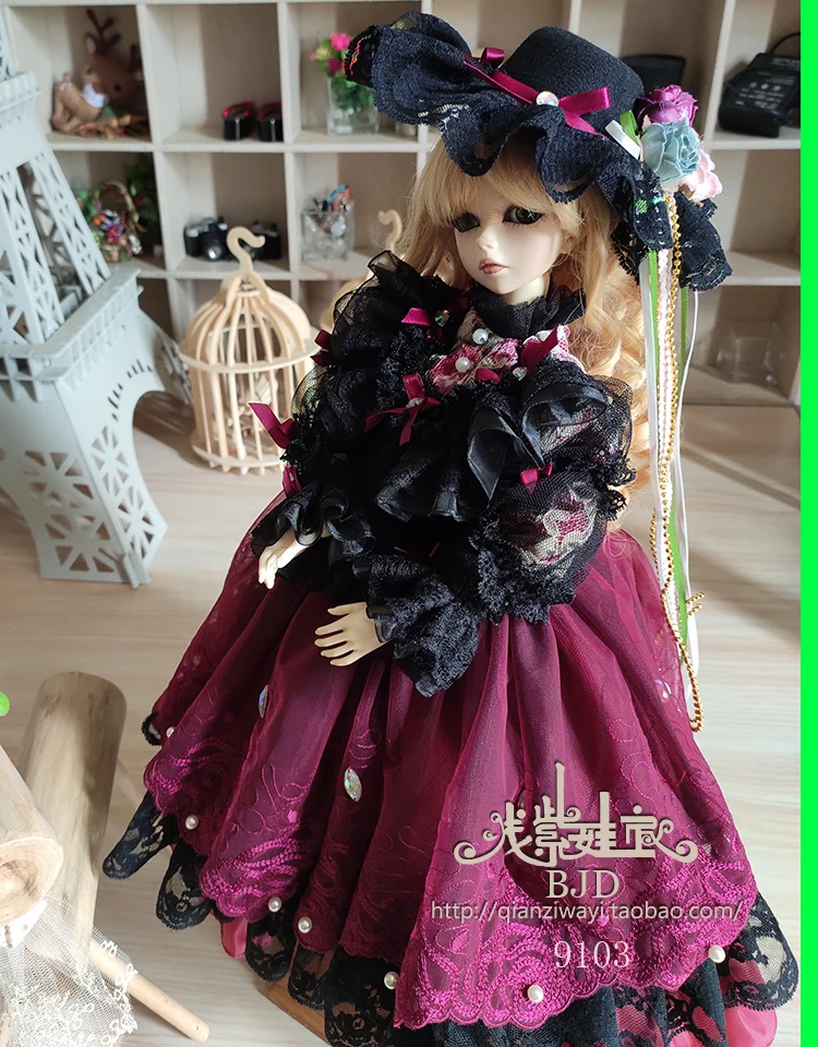 1/4 1/3 BJD платье в западном стиле+ шляпа набор аксессуары для кукол для BJD/SD MSD SD13, не включает в себя куклы, обувь, парик и другие E2693
