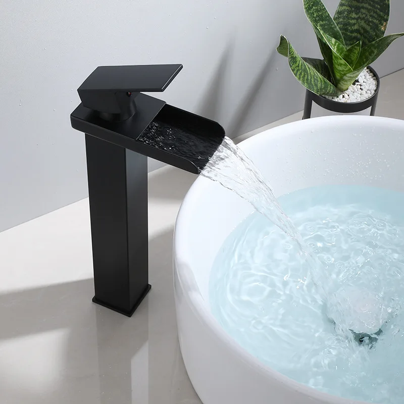 

Basin Faucet Black Waterfall Faucet Mixer Tap Brass Bathroom Faucet Bathroom Basin Faucet Mixer Tap Hot and Cold Sink faucet