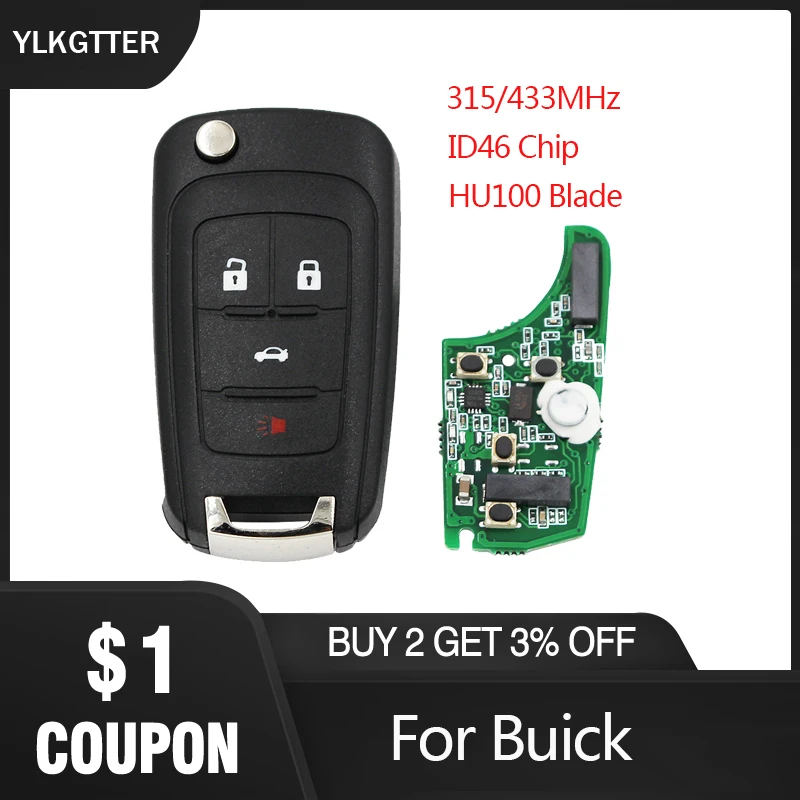 YLKGTTER 315/433MHz откидной складной дистанционный ключ для Buick Lacrosse Encore Regal Verano 2011 2016 с
