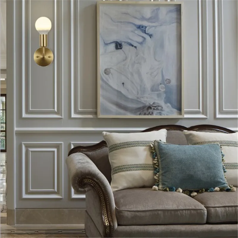 Медная настенная лампа креативная прикроватная для спальни простая