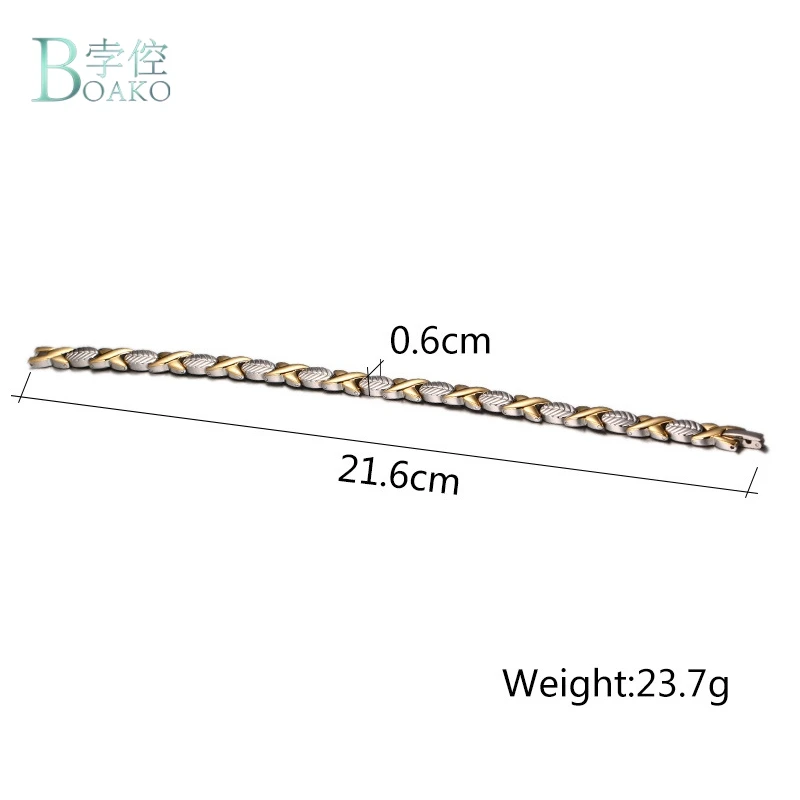 Магнитный браслет из нержавеющей стали для женщин золотой цвет крест лист звено