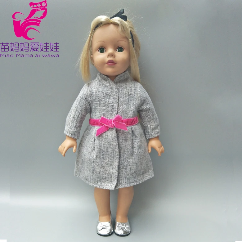 

18 Inch Dolls Quality Long Woolen Coat Windbreaker Hooded Casual Clothes for 45CM Doll