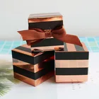 10 шт.лот полосатая квадратная Подарочная коробка Свадебная Золотая Серебряная Конфета печенье упаковочная коробка коробки для конфет сумка Прямая продажа с завода