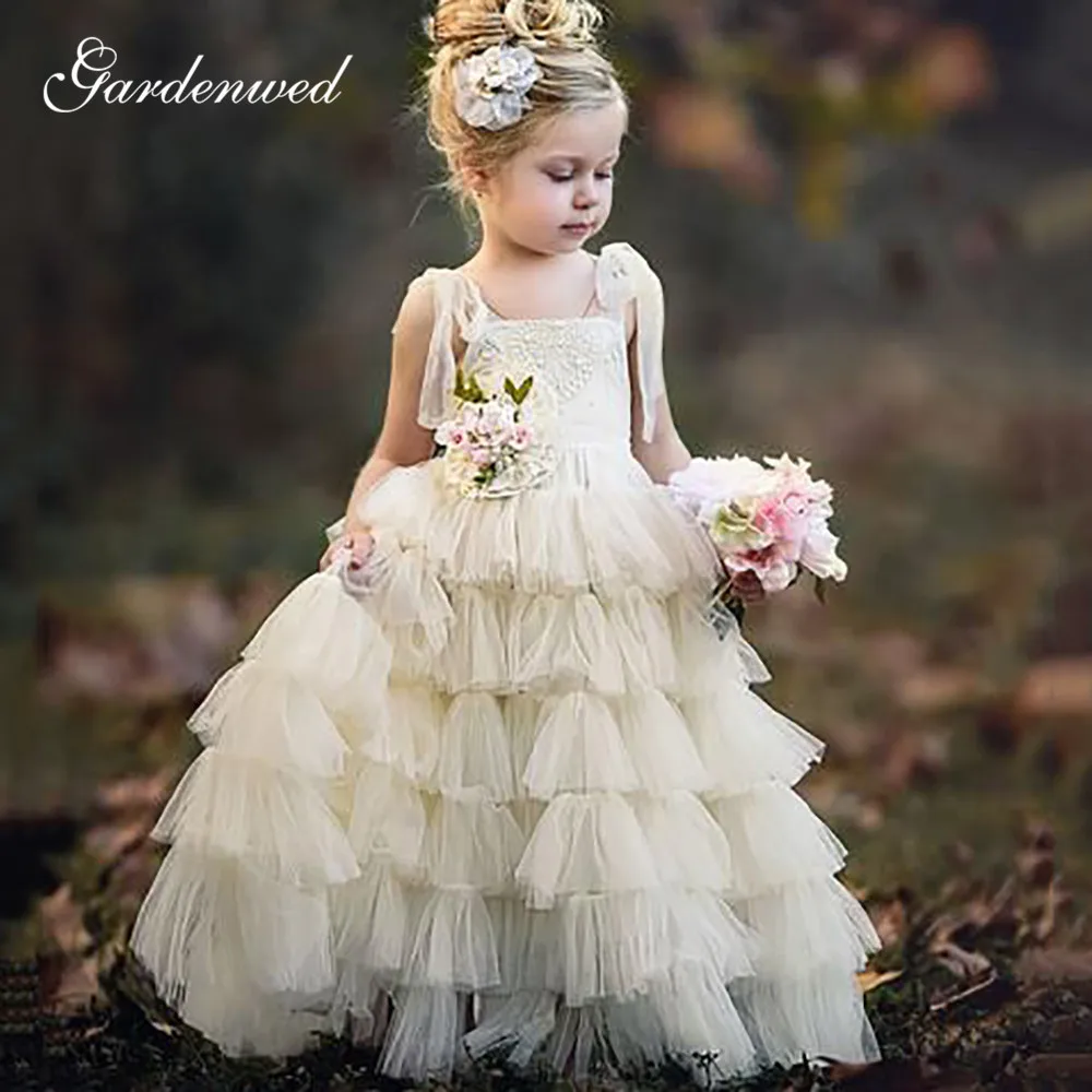 Милые платья с вырезом лодочкой и цветочным узором для девочек многоярусная юбка