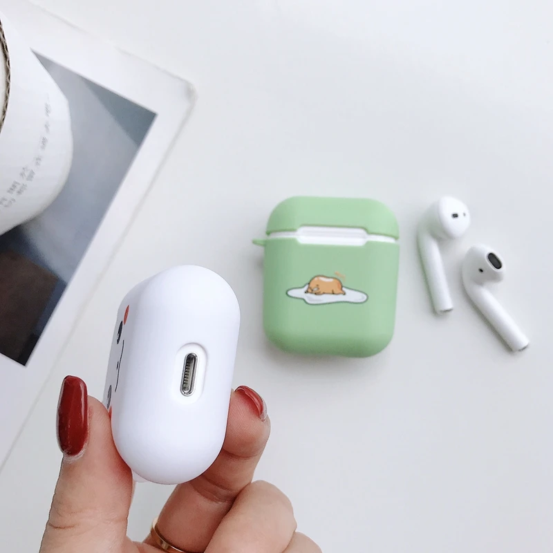 Мягкий матовый ТПУ чехол для наушников AirPods 1/2 с изображением собаки яйца и курицы