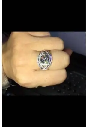 

DR014 Luxury 3 Carat Cushion Cut Rings Sets Best Quality NSCD Synthetic Gem 3PC ring sets