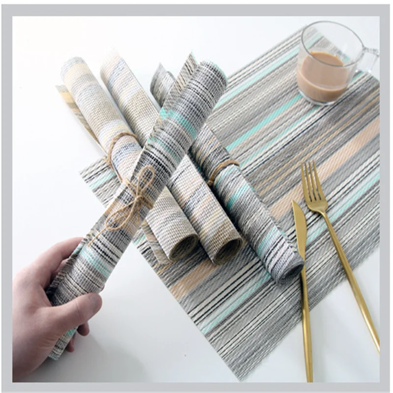 Новый стиль прямоугольный ПВХ тканый изоляционный коврик для еды экологически