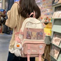 korean waterproof nylon women backpack female multi pocket net travel bag teenage girls insert buckle schoolbag lovely book bags