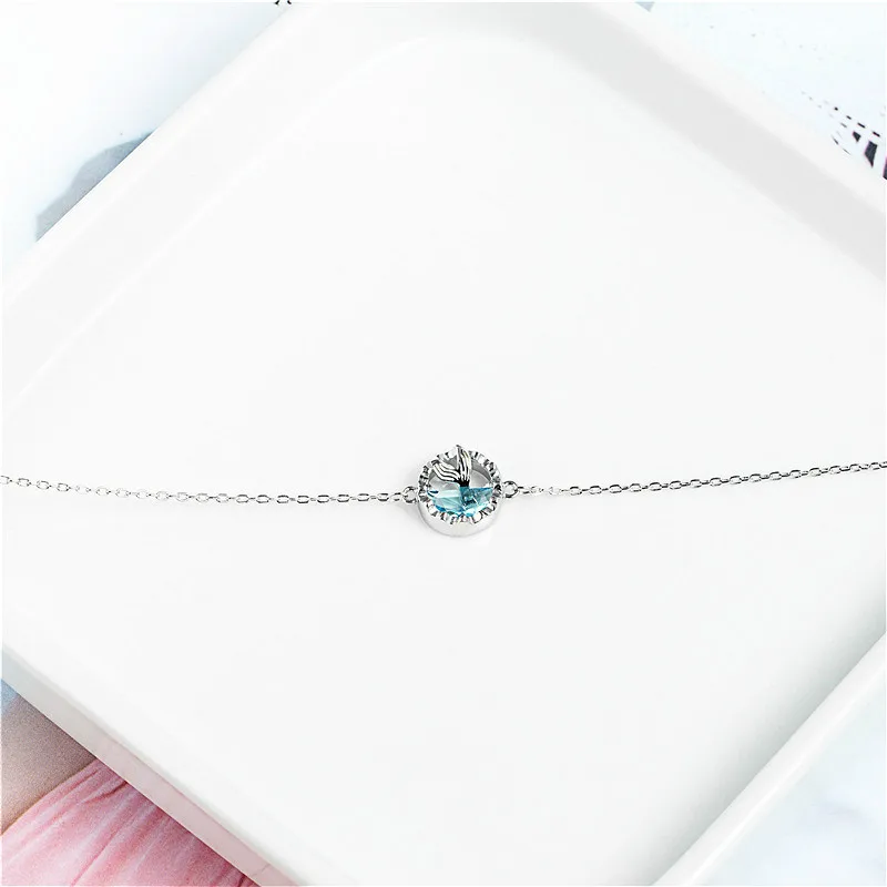 Женский браслет из серебра 925 пробы с синим кристаллом | Украшения и аксессуары