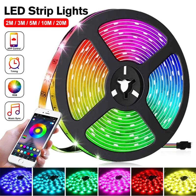 

2M-20M RGB LED Strip Light 12V RGB LED Tape 2935 Bluetooth Ribbon LED Lights for Room Bedroom Decoration Kitchen TV Backlight