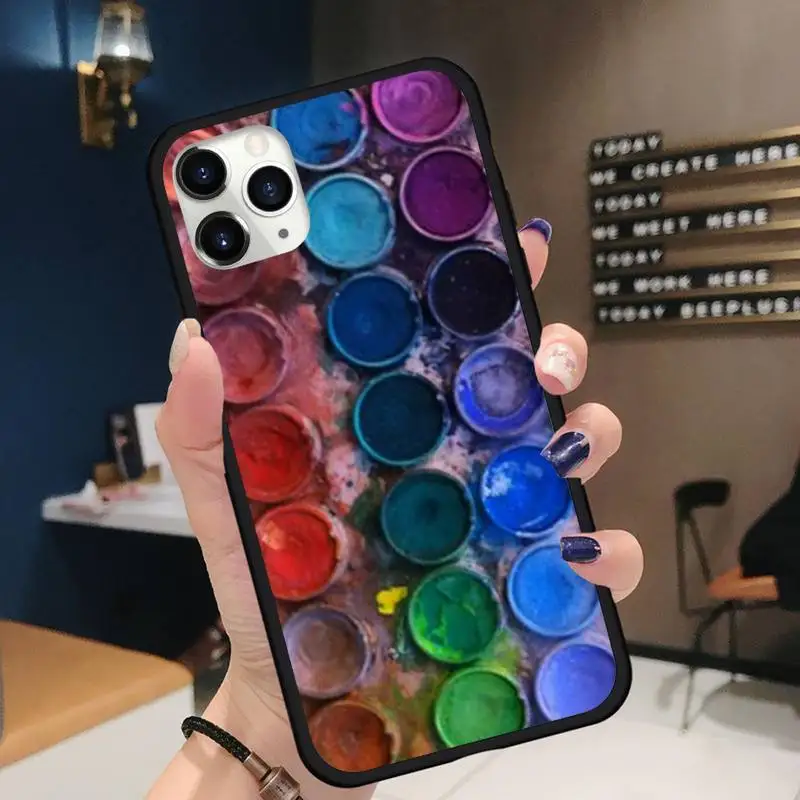

Watercolors Set Paint Palette Painting Box Phone Case for iPhone 11 12 pro XS MAX 8 7 6 6S Plus X 5S SE 2020 XR Soft silicone
