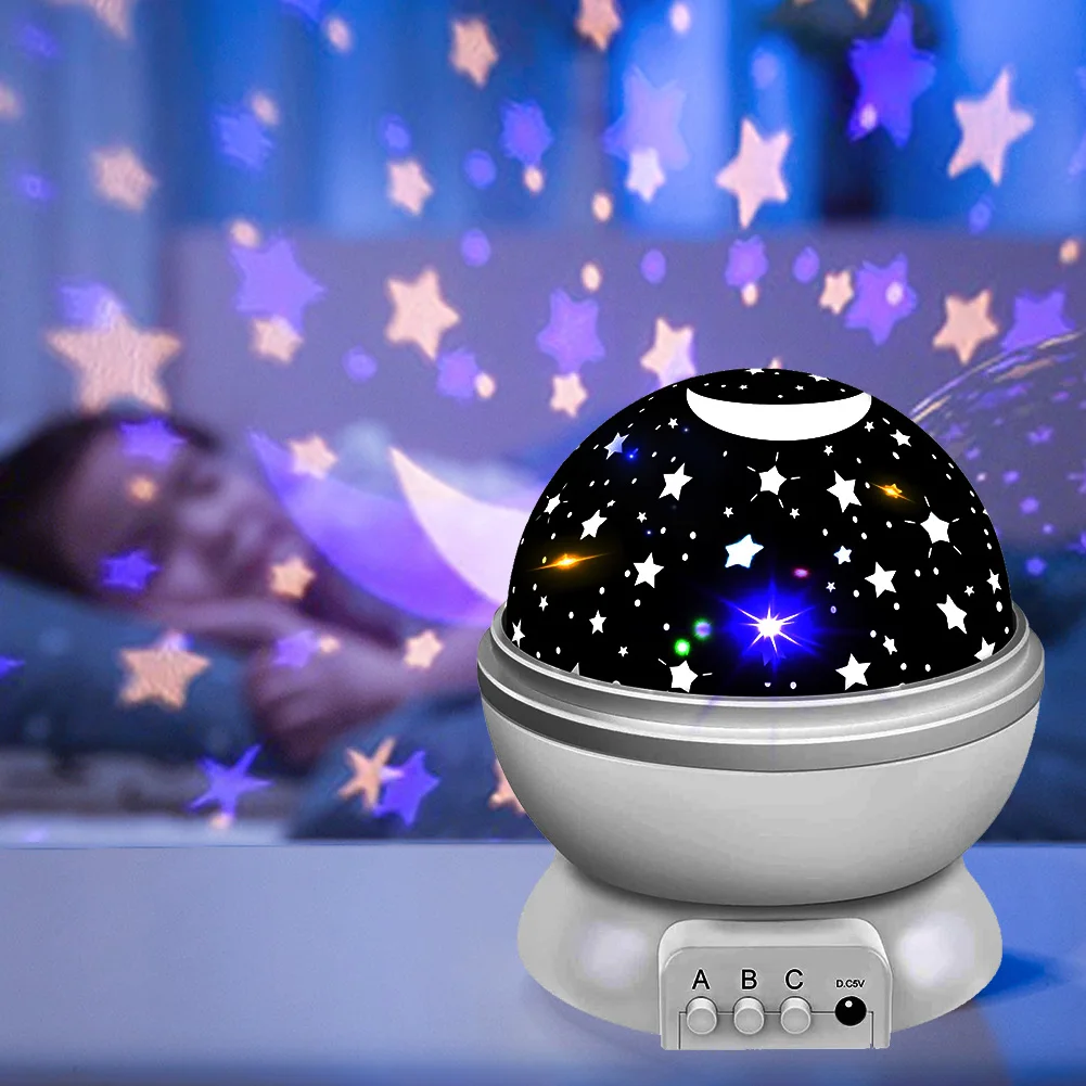 

LED Galaxy Starry Sky Night Light Rotating Romantic Starlight Projector Children Bedroom Star Moon Table Lamp Decoration