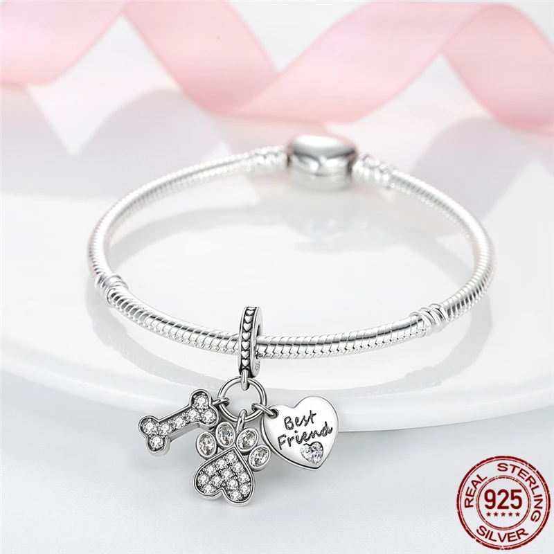 Лидер продаж Шарм-бусина серебристого цвета в форме когтя сердца подходит для