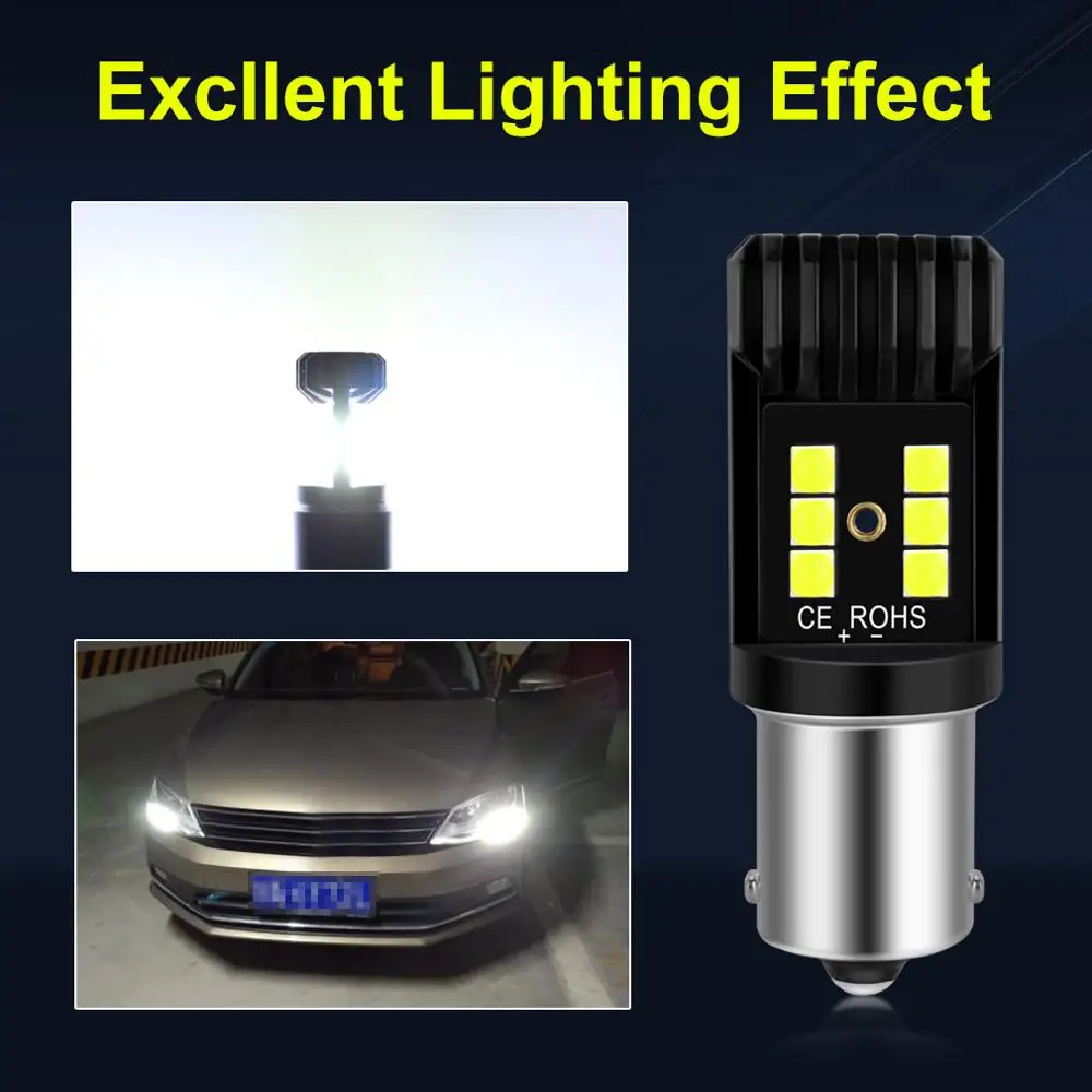 Светодиодная лампа BA15S P21W 2 шт. 1156 BAY15D P21/5 Вт BAU15S PY21W T20 1157 12SMD 7443 чипы автомобильные