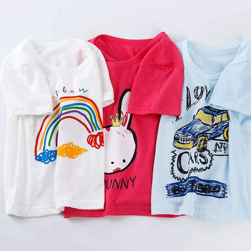 Детская Хлопковая футболка с короткими рукавами для мальчиков и девочек