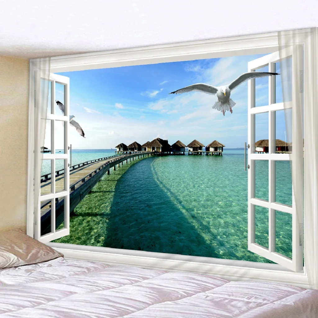 Настенный гобелен с пейзажем полиэстер 3D печать для гостиной спальни дома офиса