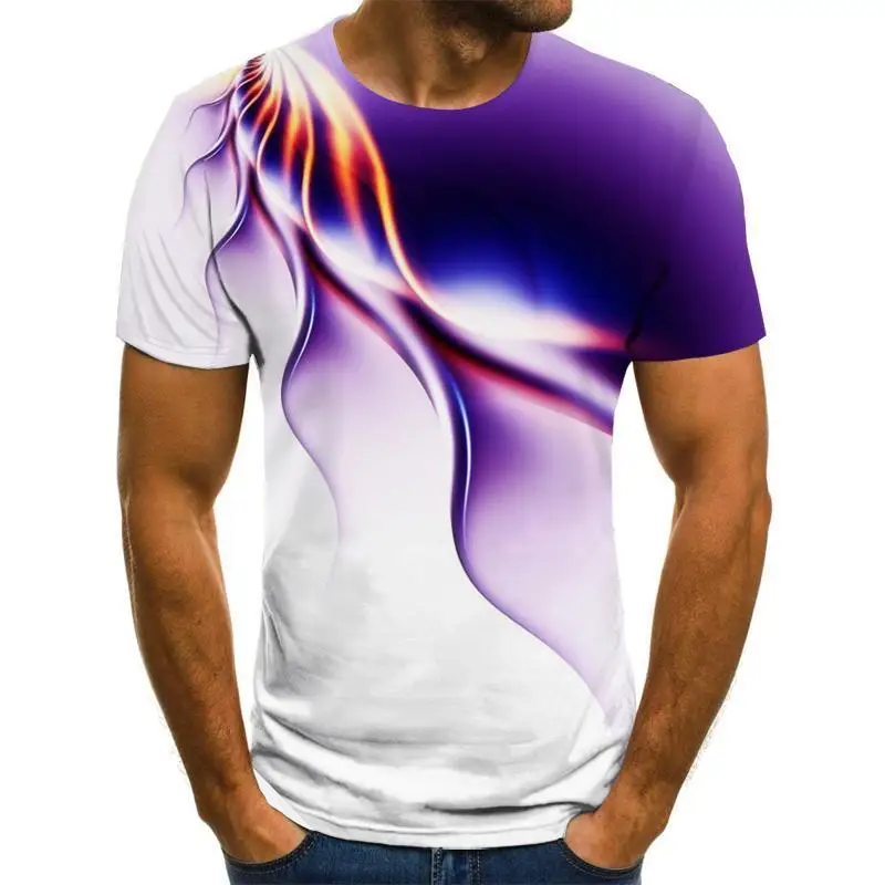 

2020 new flame men's T-shirt summer fashion short-sleeved 3D round neck tops smoke element shirt trendy men's T-shirt