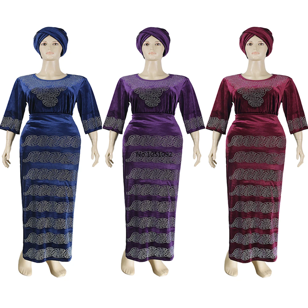 Вечерние платья размера плюс для женщин бархатная одежда 2021 новый комплект из