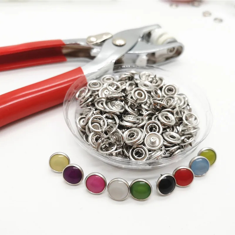 Новинка 100 комплектов 10 мм Цветные жемчужные кнопки для кожи комбинированные