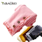 2017 корейские весенне-осенние детские однотонные леггинсы с 3 пуговицами для маленьких девочек детская одежда кружевные хлопковые брюки-карандаш